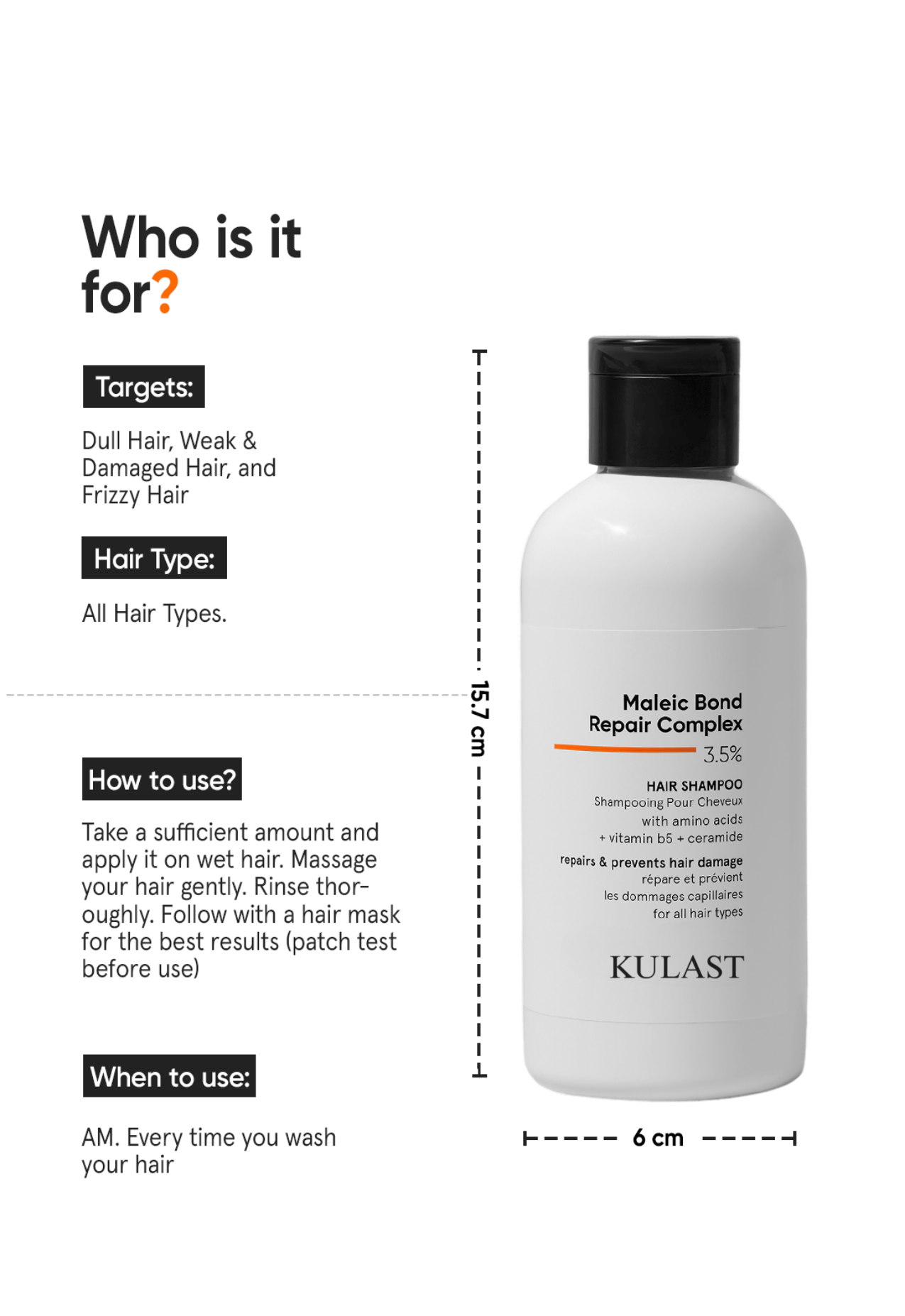 KULAST™ Maleic Bond Repair Complex 3.5% Hair Shampoo